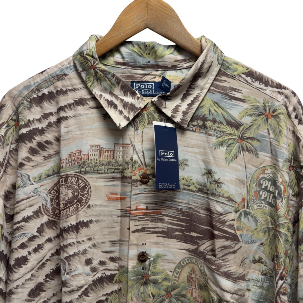 Polo Ralph Lauren NEW Mens Sz 2XLT Havana Tropical Island Hawaiian Viscose Shirt
